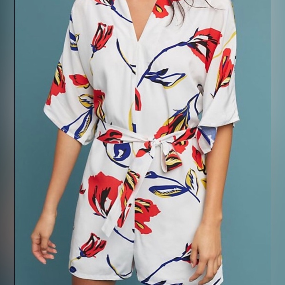 Corey Lynn Calter Women White Casual Romper Kimono Sleeves Small